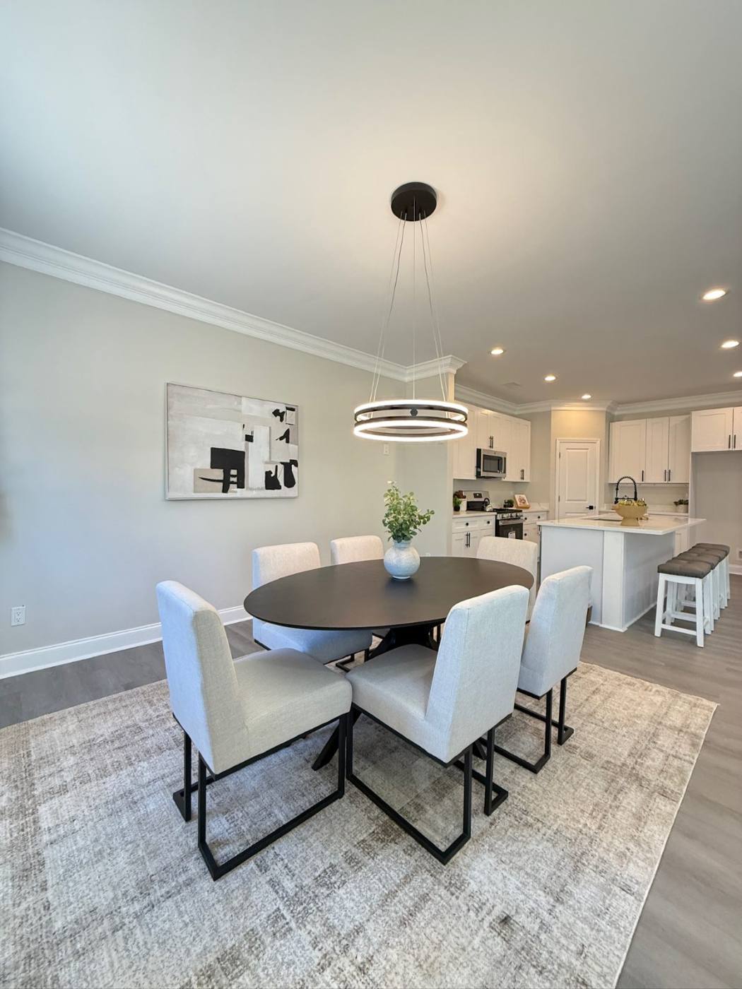 Open dining and kitchen